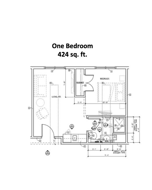 Independent Living 1 bedroom floor plan